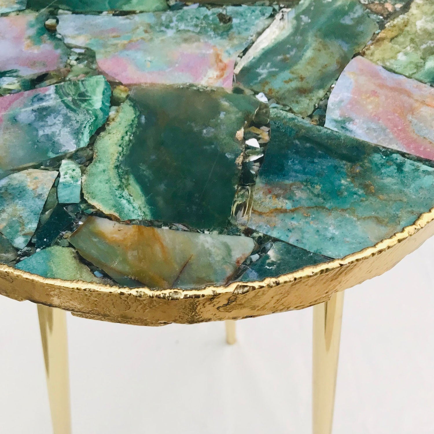 Green Agate Side Table - Round Edge Coffee Table