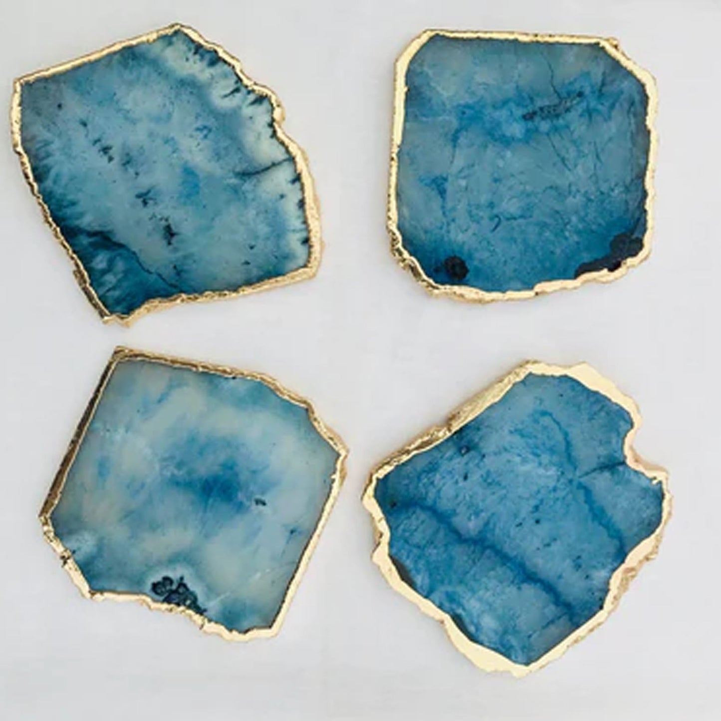 Blue Agate Coasters - Set of 4 Personalized Home Decor Gifts