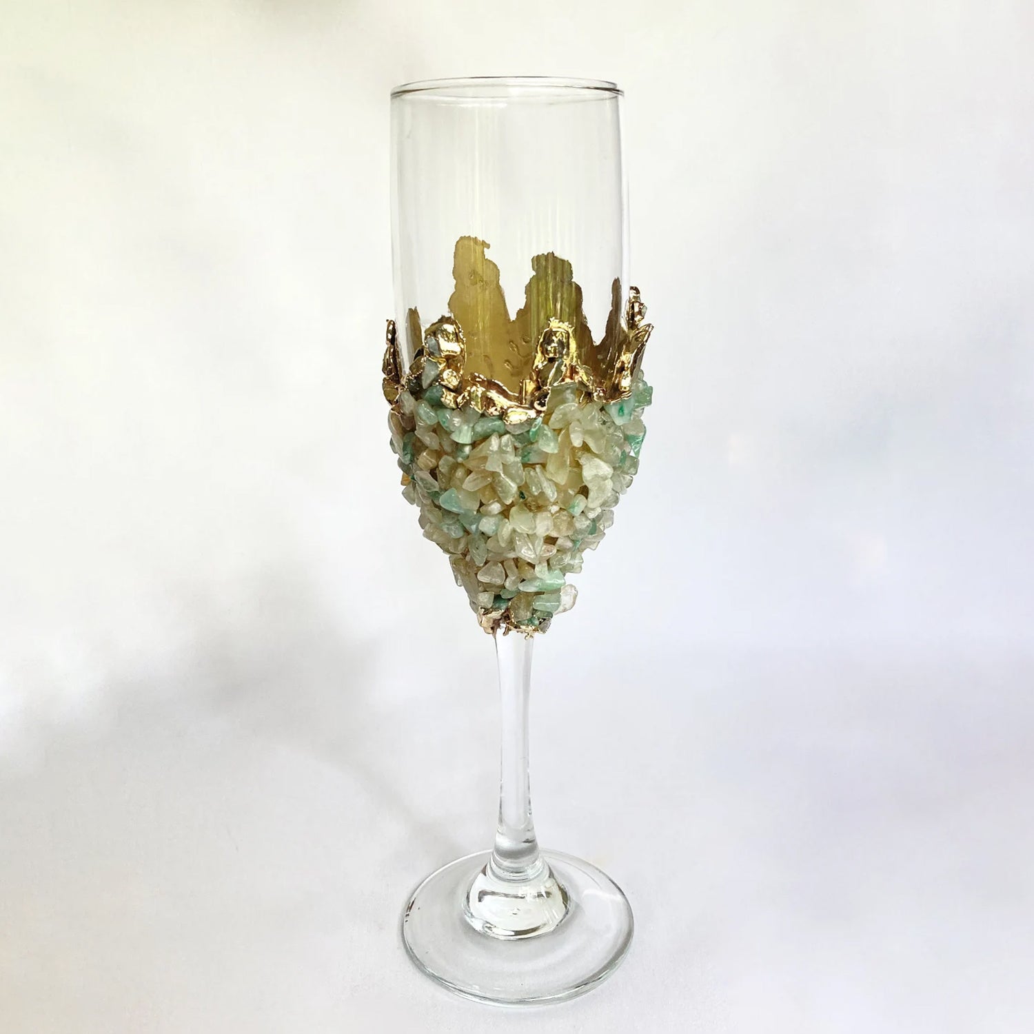 Set of 2 - Crystal Glasses with Gold-Plated Light Green