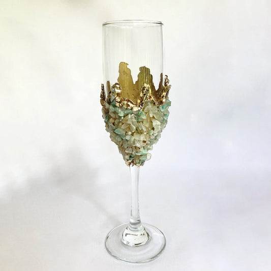 Set of 2 - Crystal Glasses with Gold-Plated Light Green