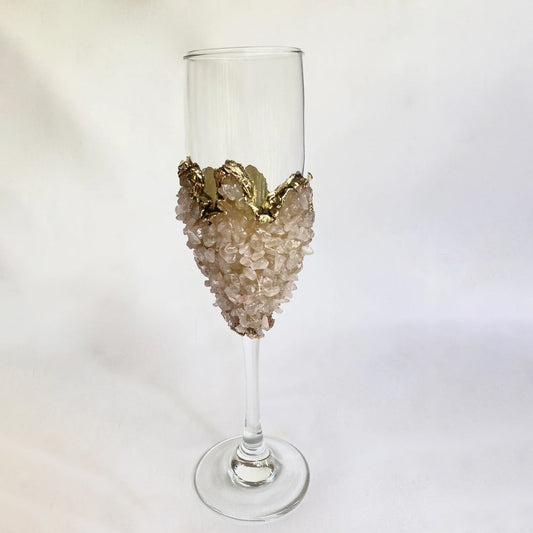 Set of 2 - Crystal Glasses with Gold-Plated Rose Quartz