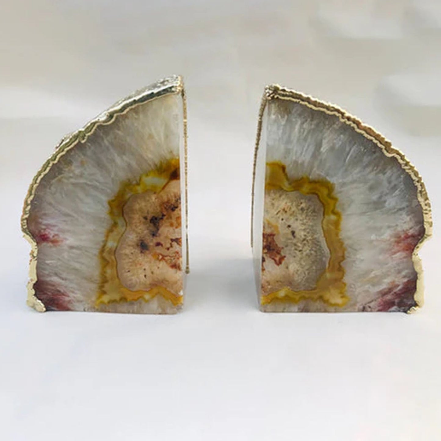 Natural Clear Plated Agate Bookends - Stylish & Functional