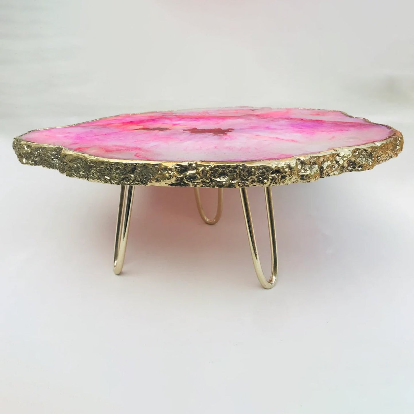 Pink Agate Cake Stand - Elegant Centrepiece & Display Tray