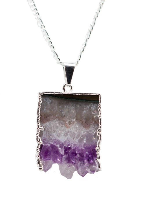 Amethyst Horizontal Slice Necklace - Natural Crystal Jewelry