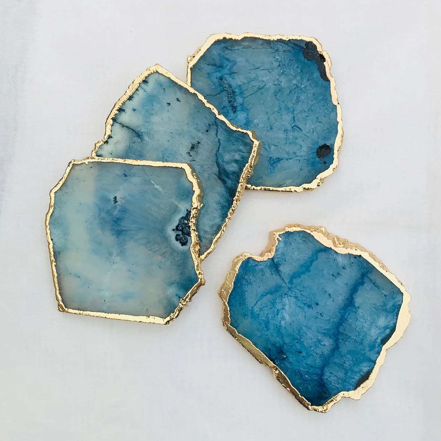 Blue Agate Coasters - Set of 4 Personalized Home Decor Gifts