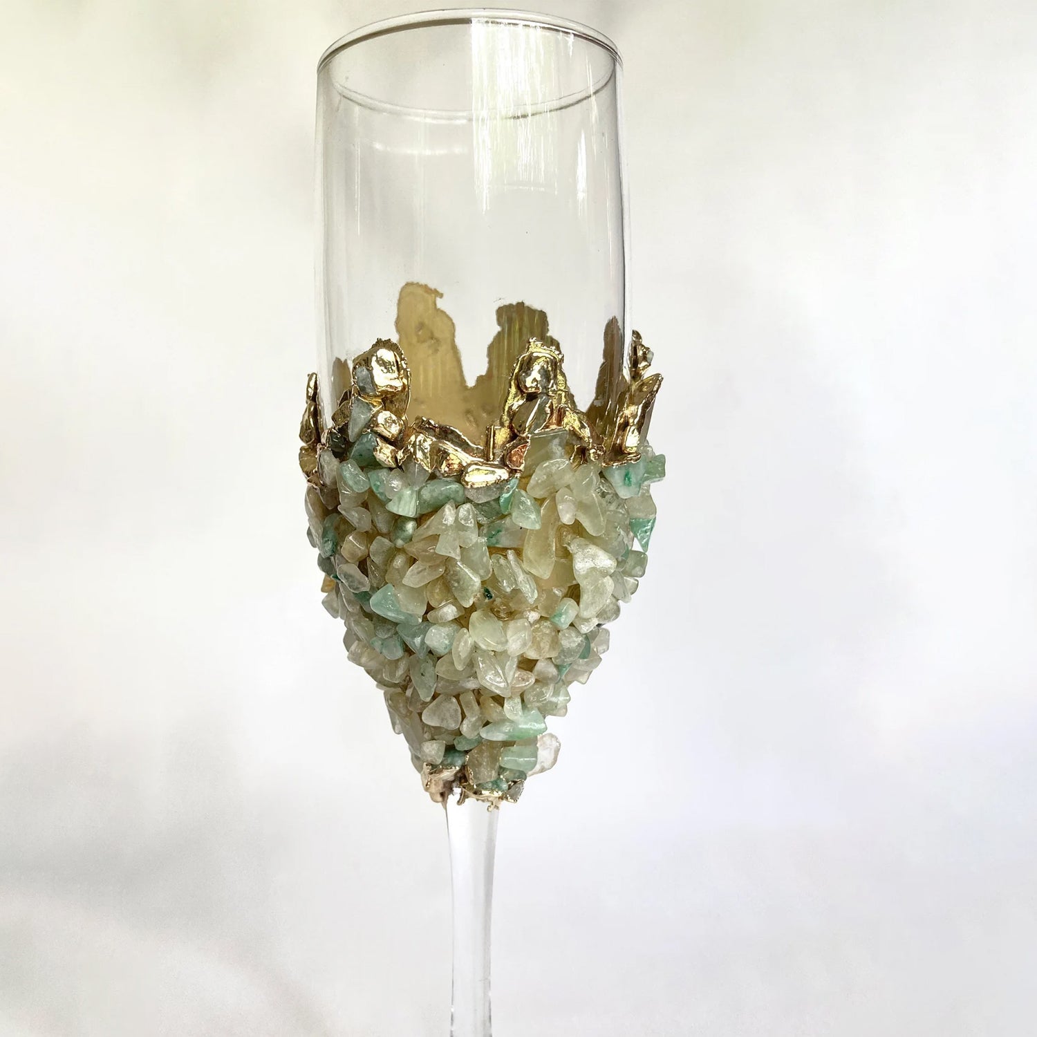 Set of 2 - Crystal Glasses with Gold-Plated Light Green