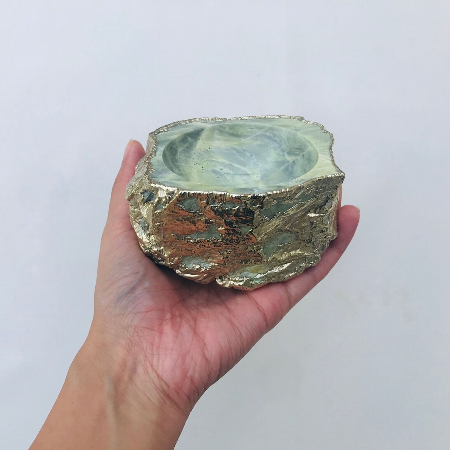 Lime Green Agate Geode Bowl - Nut, Trinket & Jewelry Holder