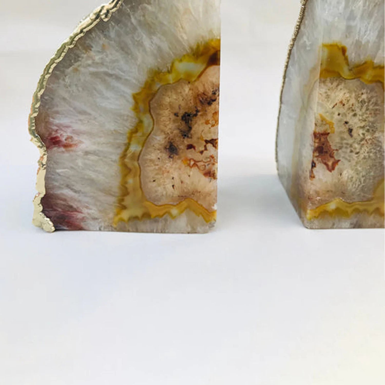 Natural Clear Plated Agate Bookends - Stylish & Functional