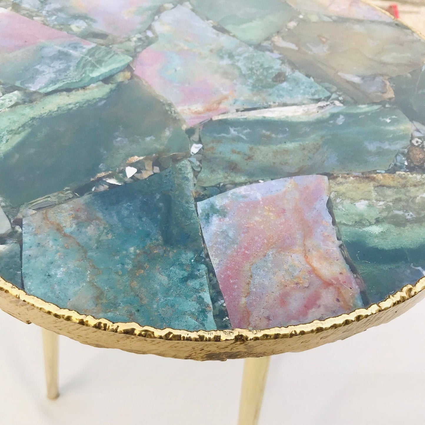 Green Agate Side Table - Round Edge Coffee Table