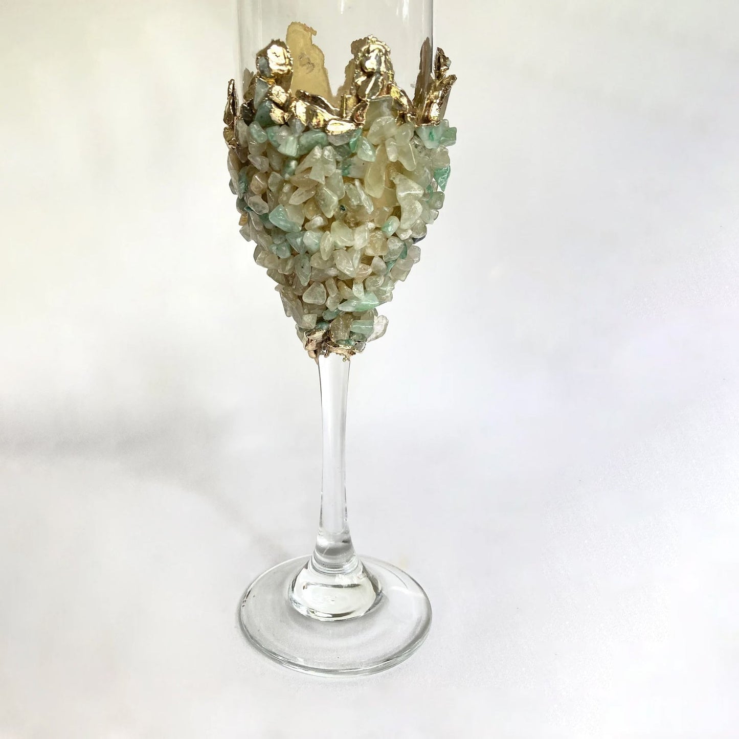 Set of 2 - Crystal Glasses with Gold-Plated Light Green