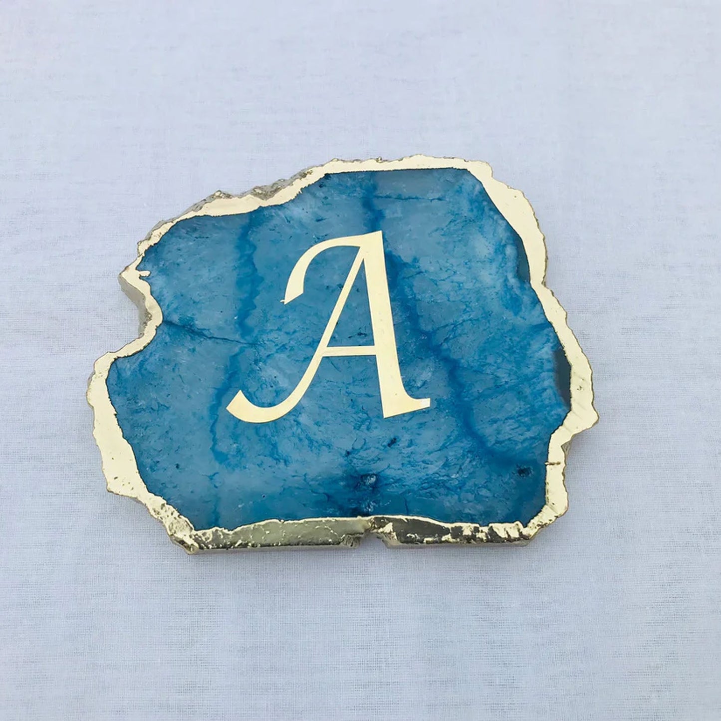 Blue Agate Coasters - Set of 4 Personalized Home Decor Gifts