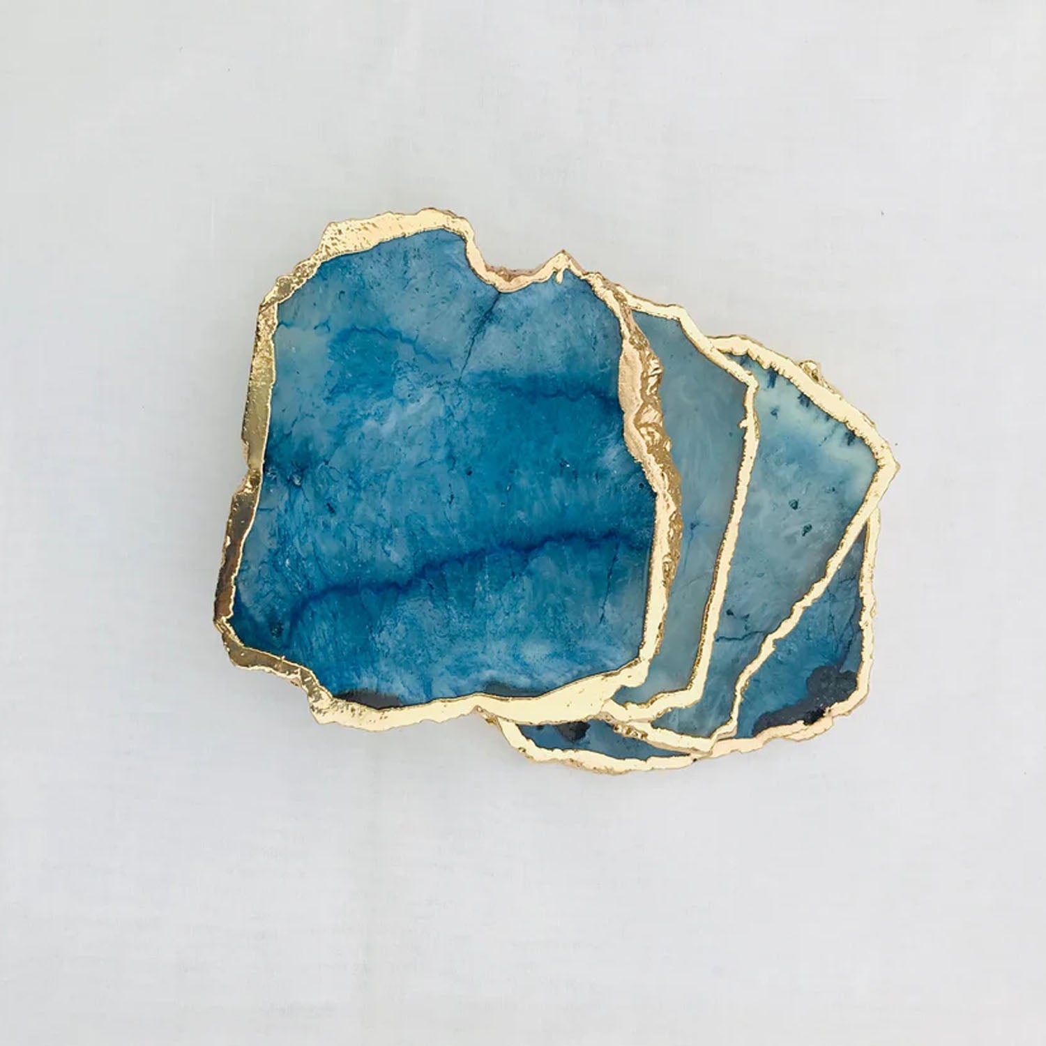 Blue Agate Coasters - Set of 4 Personalized Home Decor Gifts