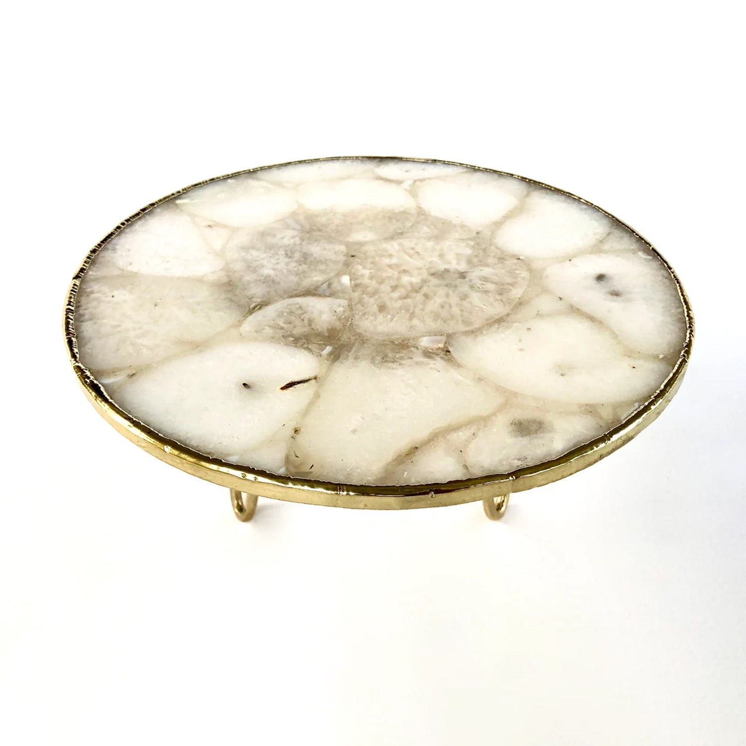 White Crystal Agate Cake Stand - 10" Display Tray