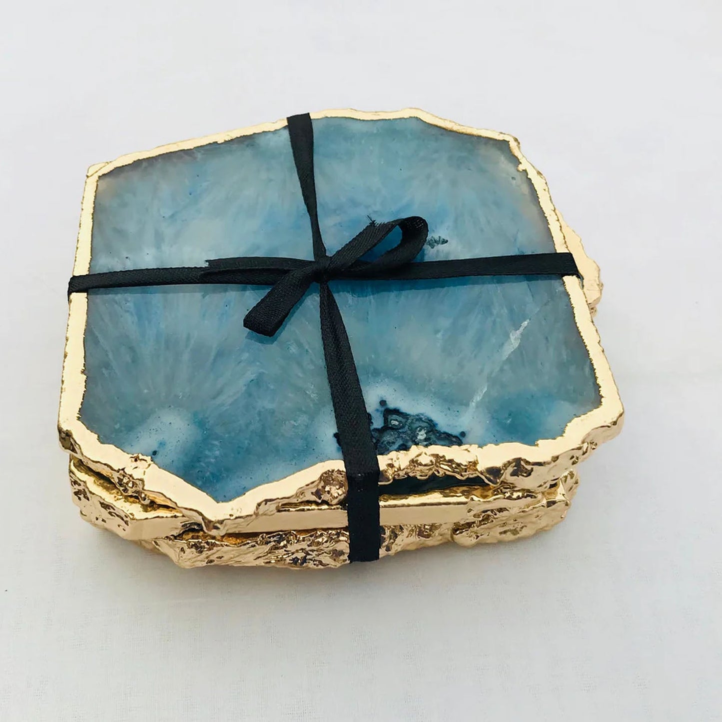 Blue Agate Coasters - Set of 4 Personalized Home Decor Gifts