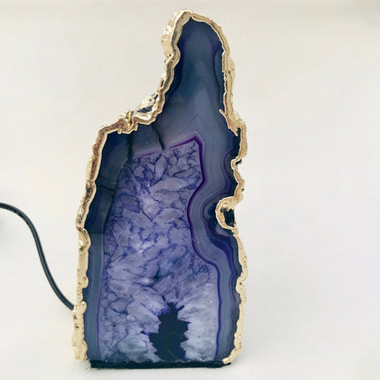 Indigo Plated Agate Bookends - Natural Stone Decor