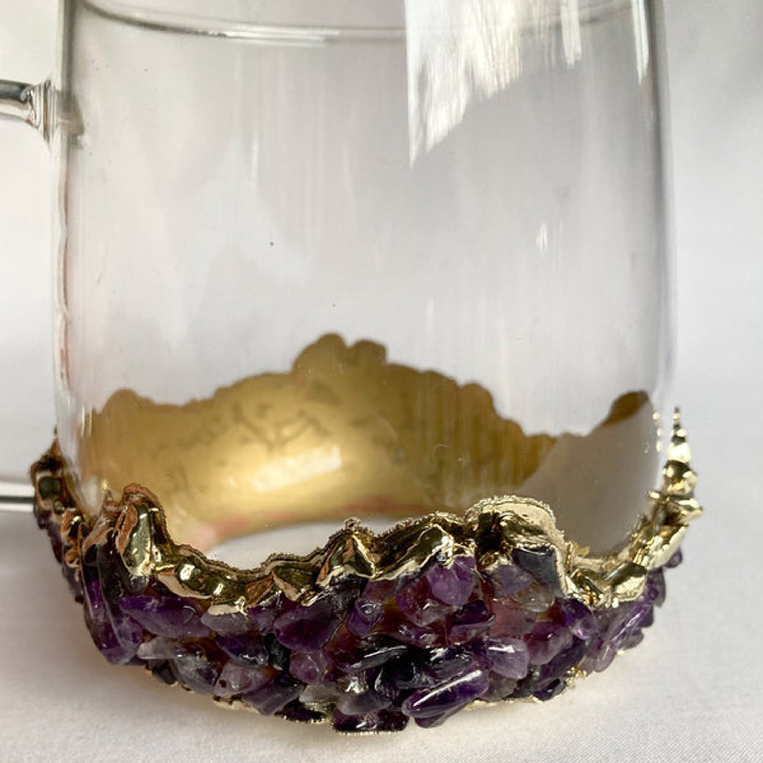 Set of 2 - Crystal Glass Mugs with Gold-Plated Purple