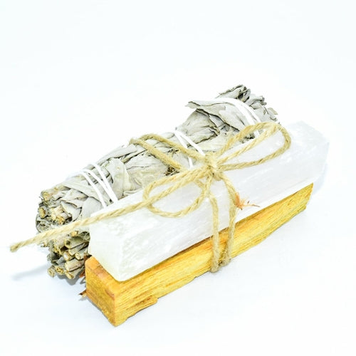 Palo Santo, Sage & Crystal Smudging Bundle - Energy Cleansing