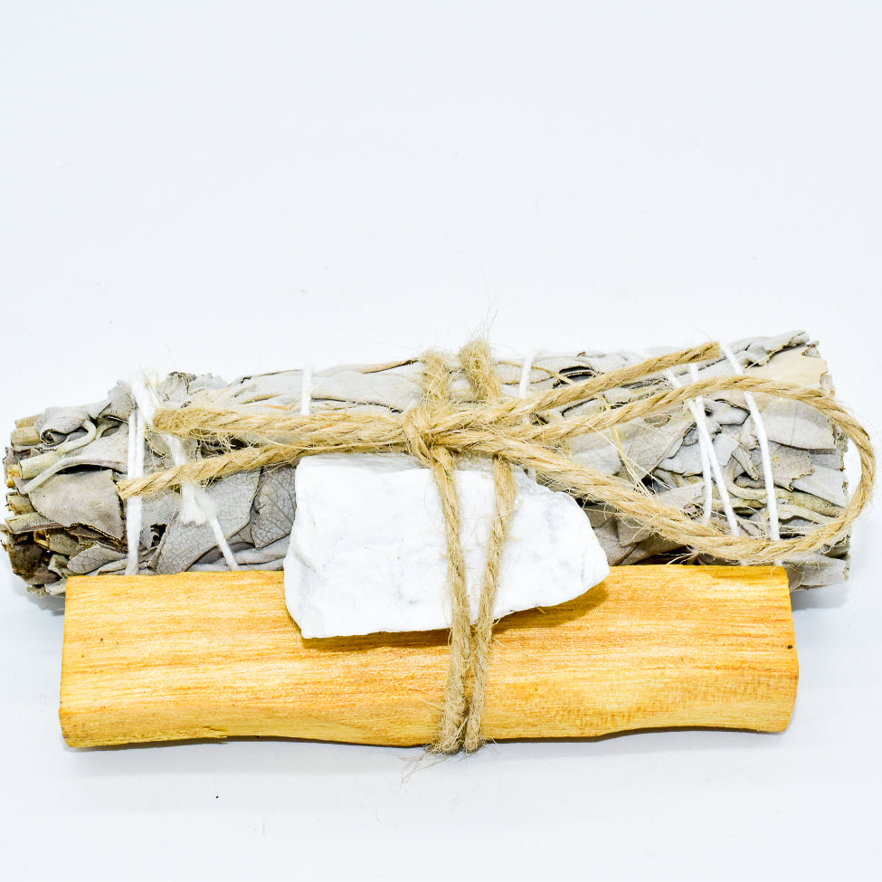 Palo Santo, Sage & Crystal Smudging Bundle - Energy Cleansing