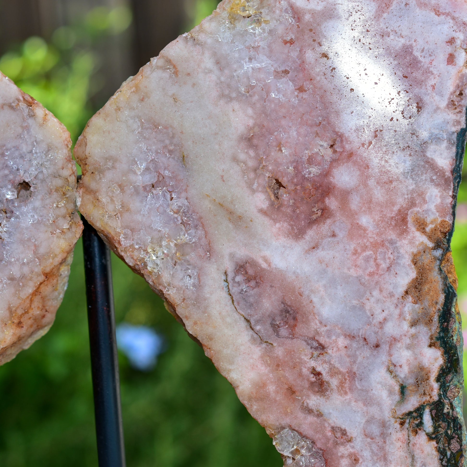 Pink Amethyst Angel Wings - Crystal Decor on Metal Base