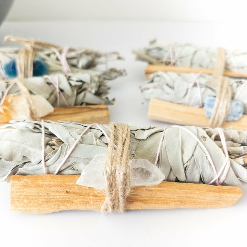 Palo Santo, Sage & Crystal Smudging Bundle - Energy Cleansing