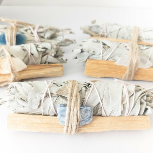 Palo Santo, Sage & Crystal Smudging Bundle - Energy Cleansing