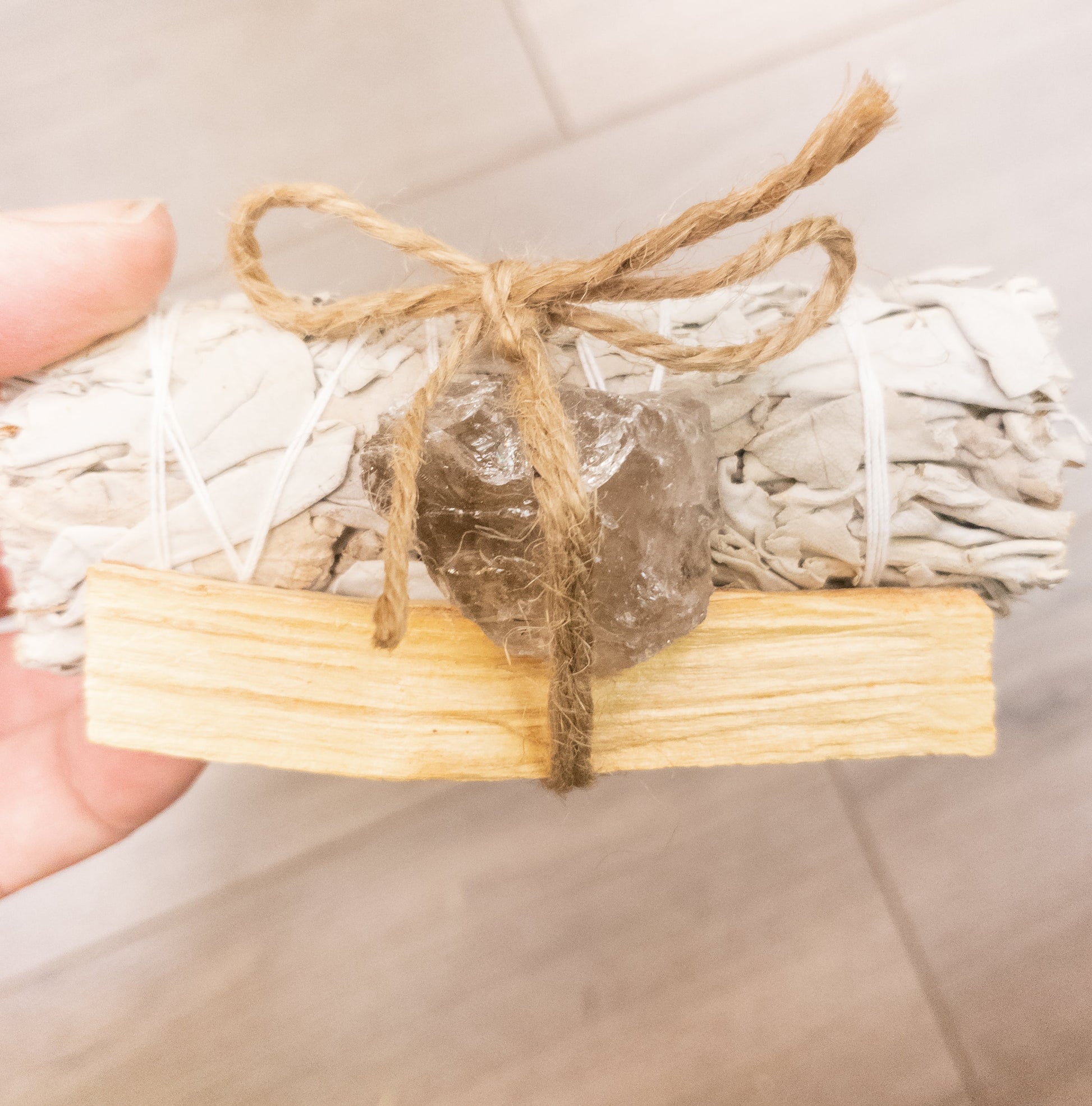 Palo Santo, Sage & Crystal Smudging Bundle - Energy Cleansing