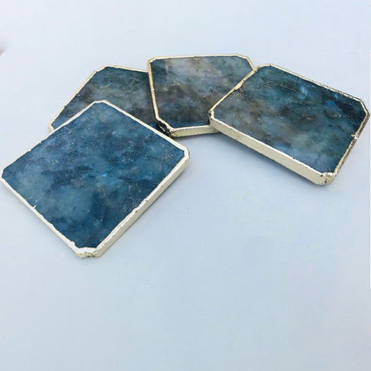 Set of 4 - Large Labradorite and Semi-Precious Stone Agates