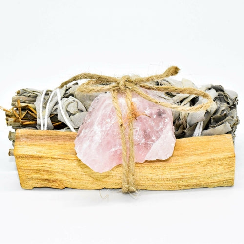 Palo Santo, Sage & Crystal Smudging Bundle - Energy Cleansing