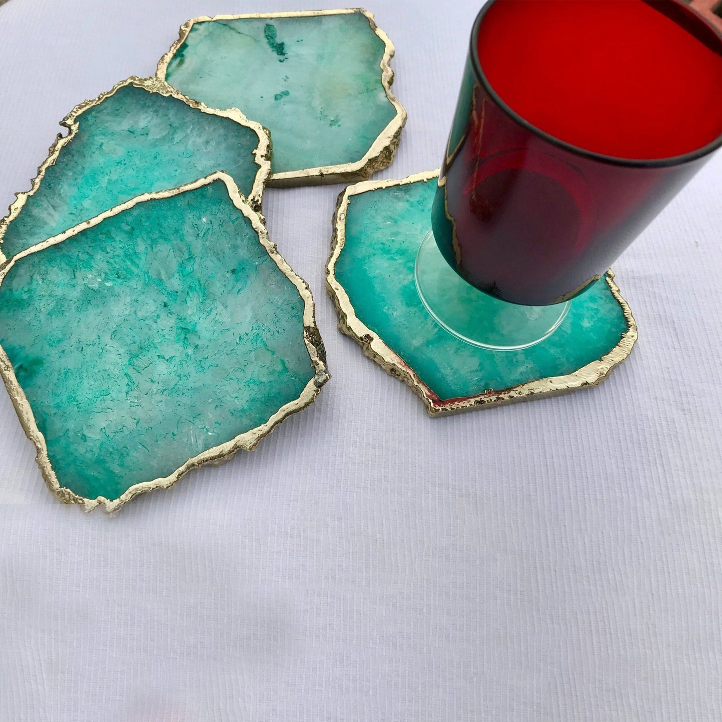 Aqua Agate - Set of 4 Large Coasters