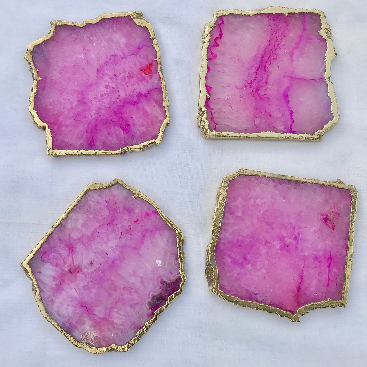 Pink Agate Coasters - Set of 4 Personalized Elegant Home Accents