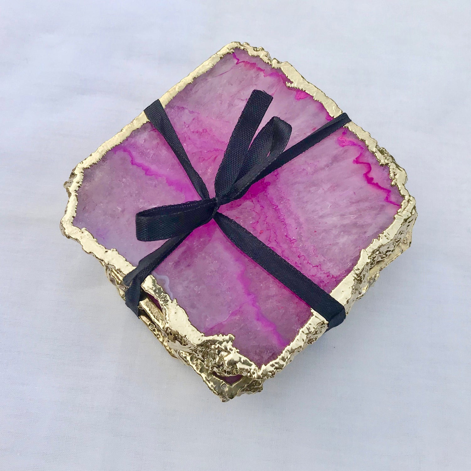 Pink Agate Coasters - Set of 4 Personalized Elegant Home Accents