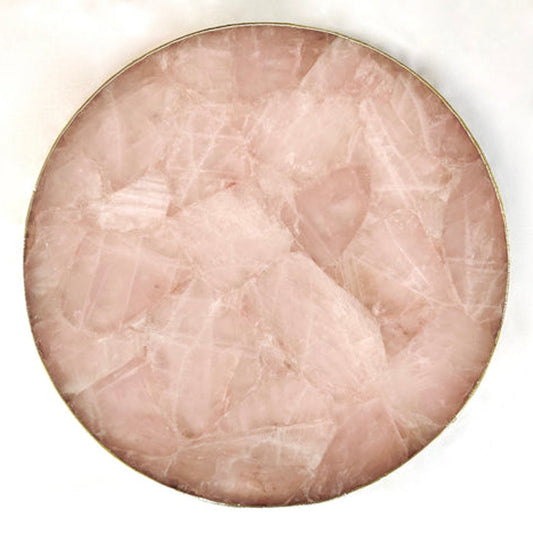 Rose Quartz Agate Cheese Platter - Circular Serving Tray