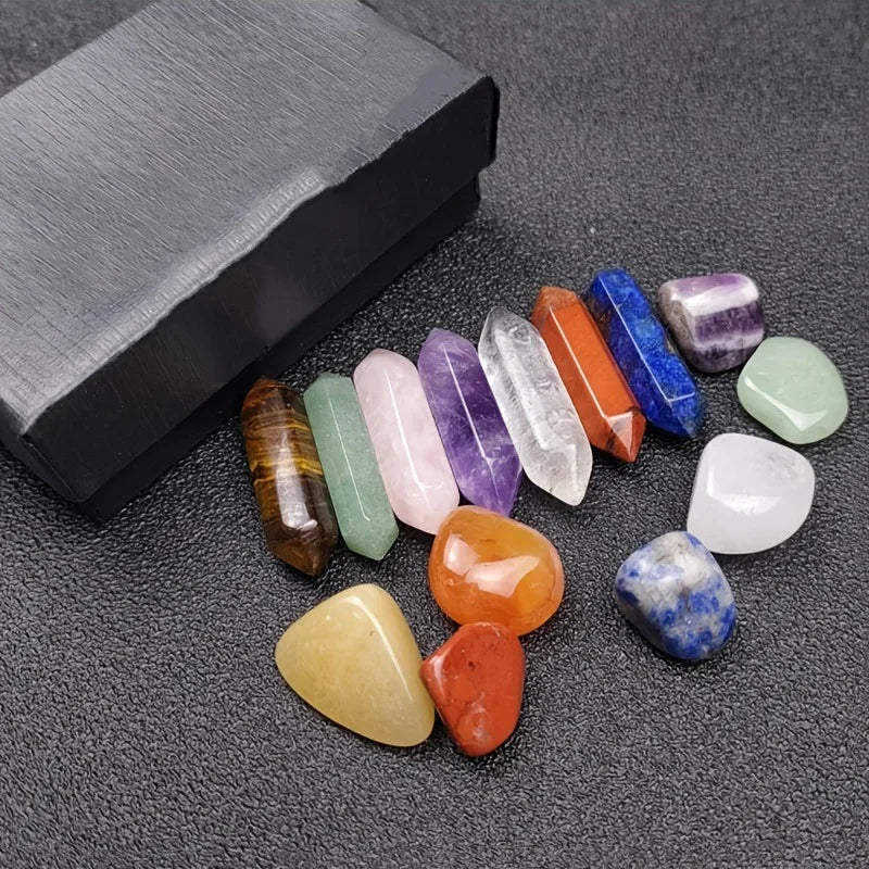 14pcs Pointed Quartz Crystal Chakra Healing Stones And Crystals Set