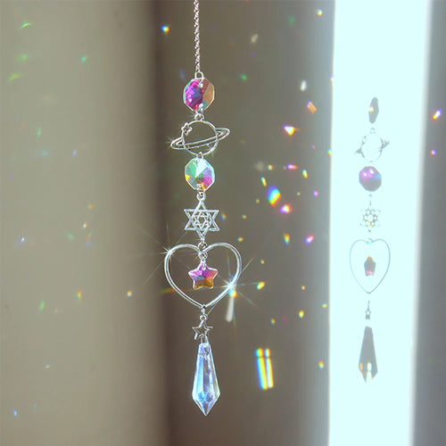 1pc Crystal Wind Chime Moon Sun Catcher Diamond Prisms Pendant Dream