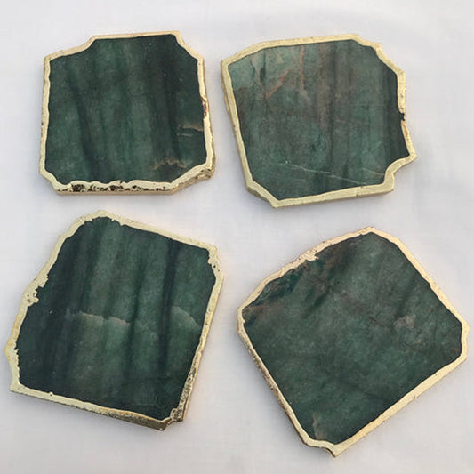 Set of 4 - Large Sage Green Agate Aventurine Coasters