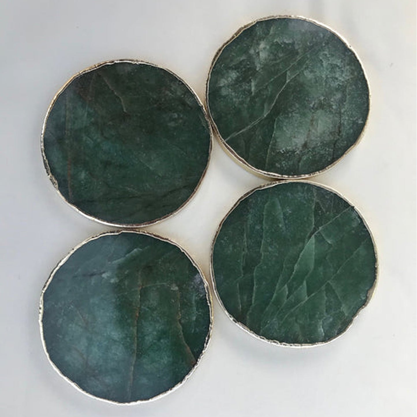 Set of 4 - Large Sage Green Agate Hand-Rounded Coasters