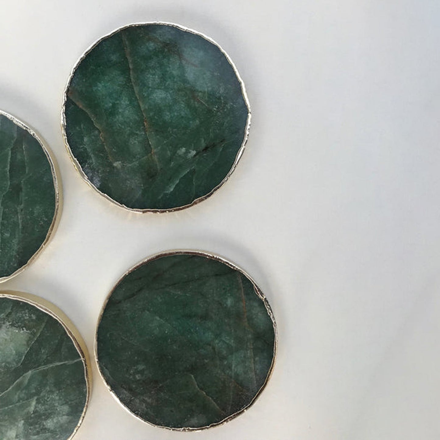 Set of 4 - Large Sage Green Agate Hand-Rounded Coasters