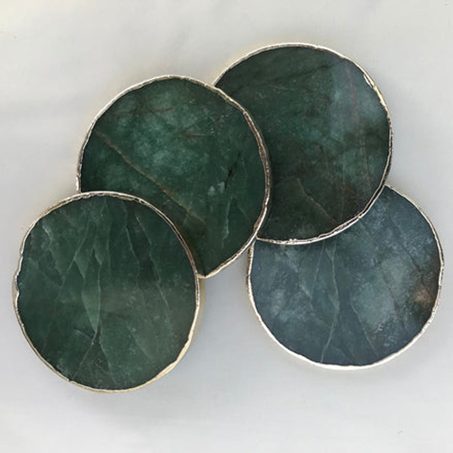 Set of 4 - Large Sage Green Agate Hand-Rounded Coasters