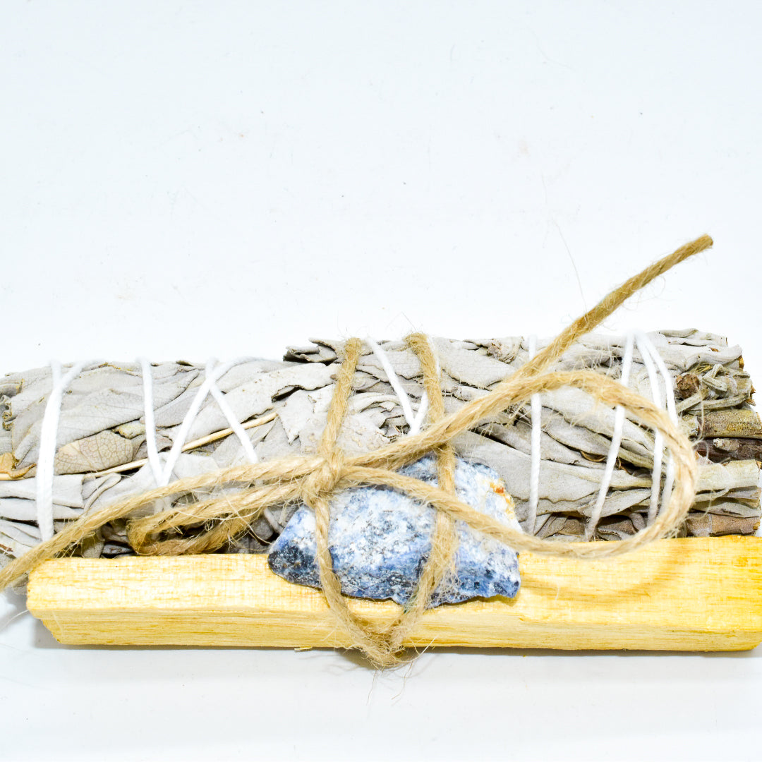 Palo Santo, Sage & Crystal Smudging Bundle - Energy Cleansing