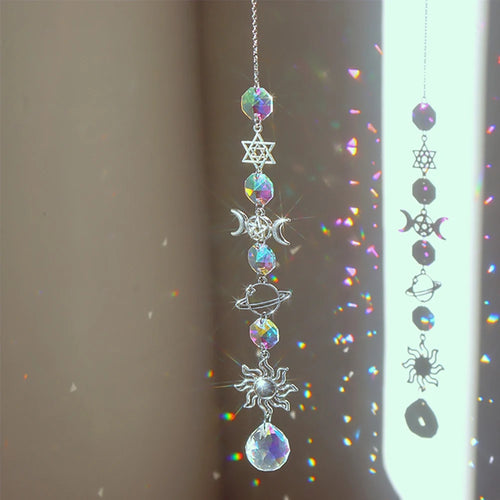 1pc Crystal Wind Chime Moon Sun Catcher Diamond Prisms Pendant Dream