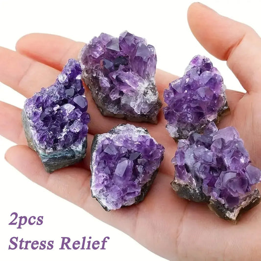 2PCS Natural Amethyst Treatment Stone -Energy Stone Healing Crystal