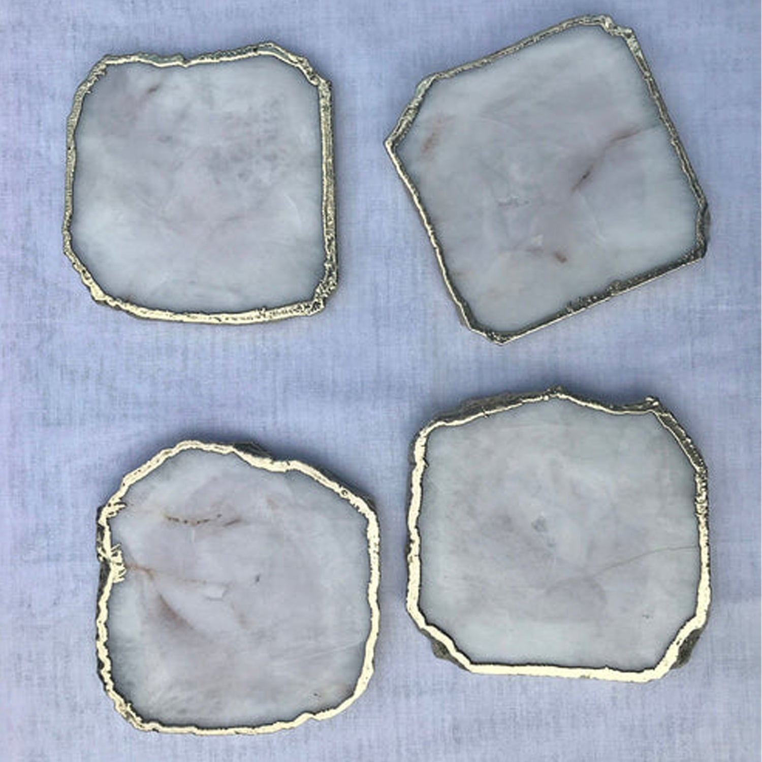 White Agate Coasters - Set of 4 Personalized Home Accents