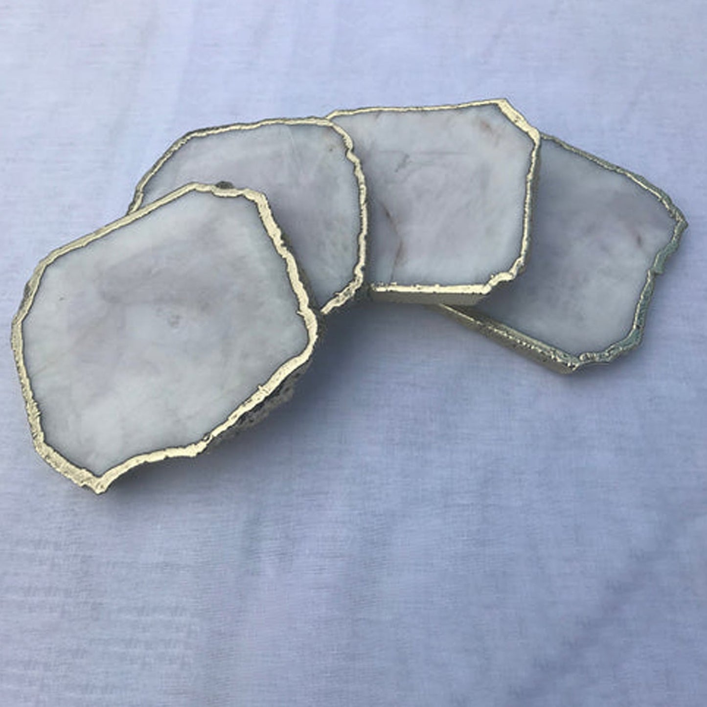 White Agate Coasters - Set of 4 Personalized Home Accents