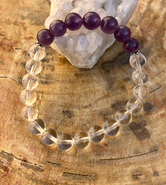 Amethyst & Crystal Quartz Stretch Bracelet