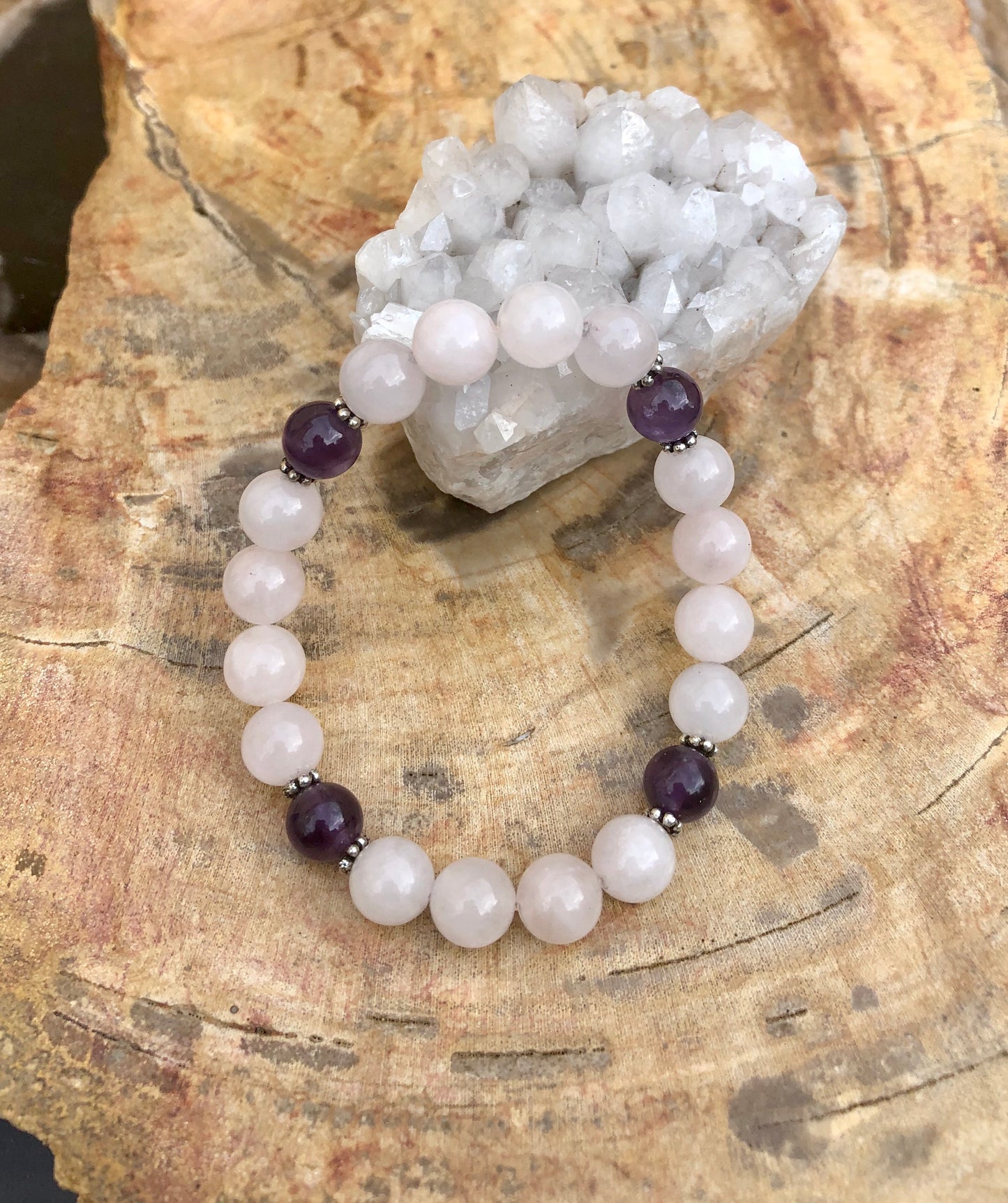 Rose Quartz & Amethyst Stretch Bracelet