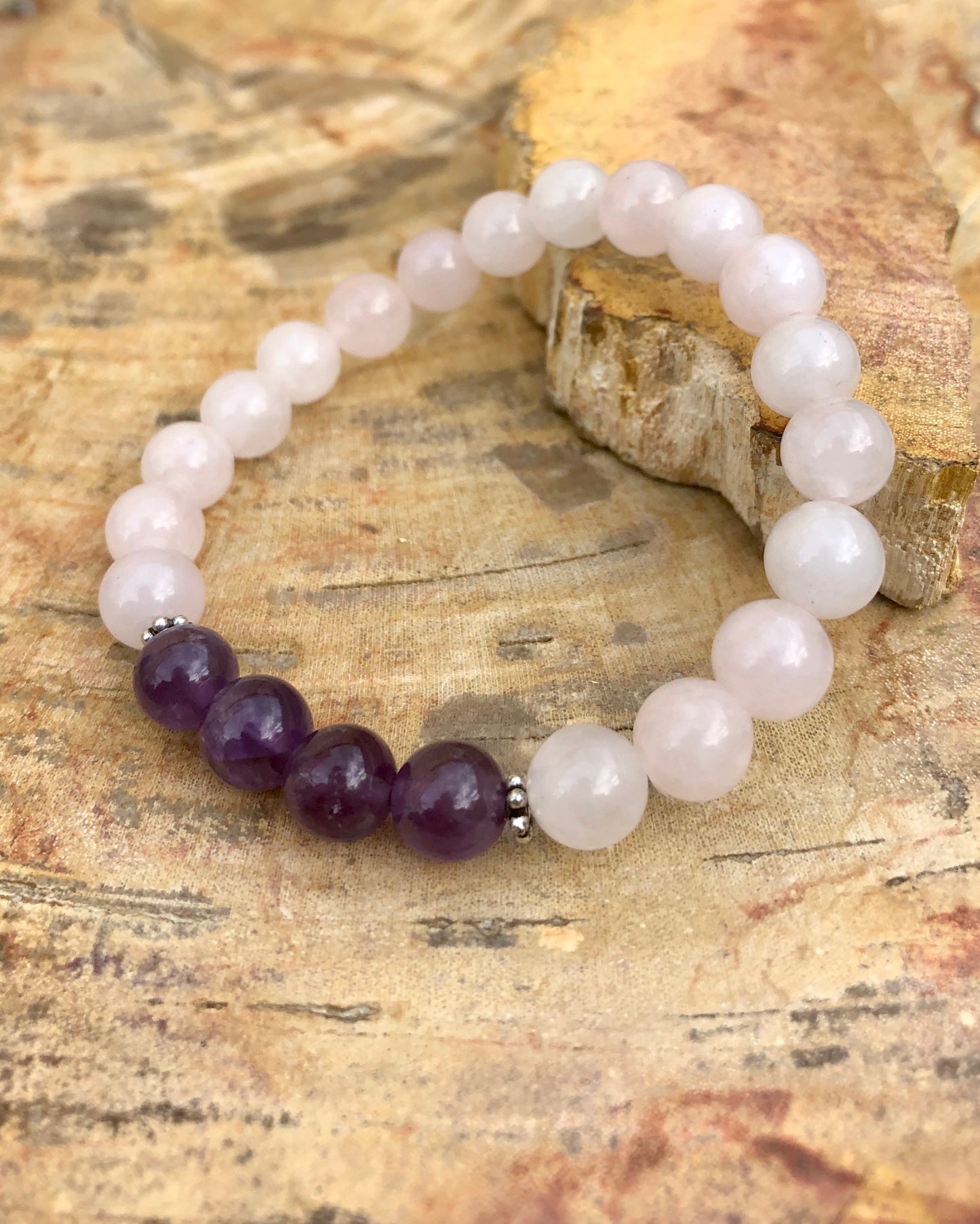 Rose Quartz & Amethyst Stretch Bracelet