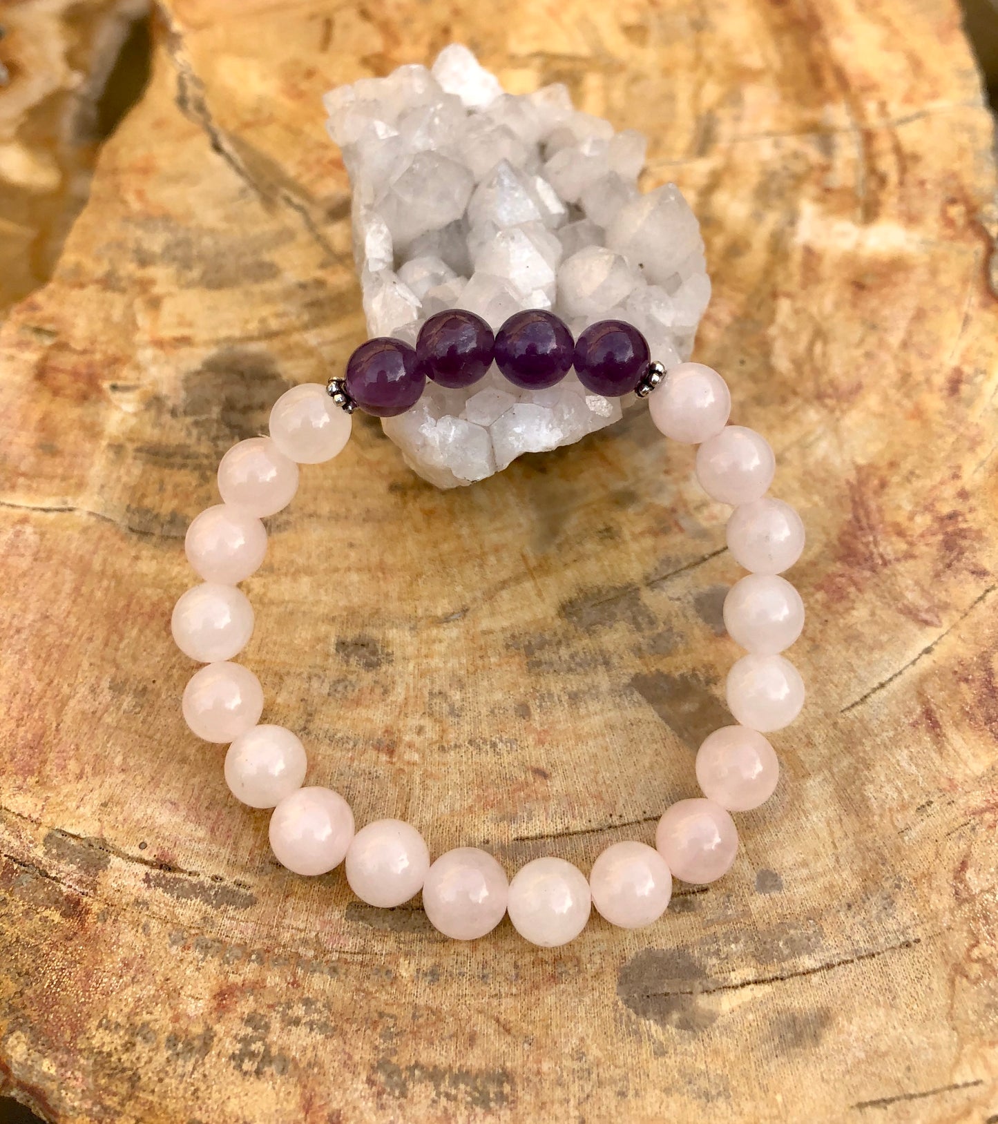 Rose Quartz & Amethyst Stretch Bracelet