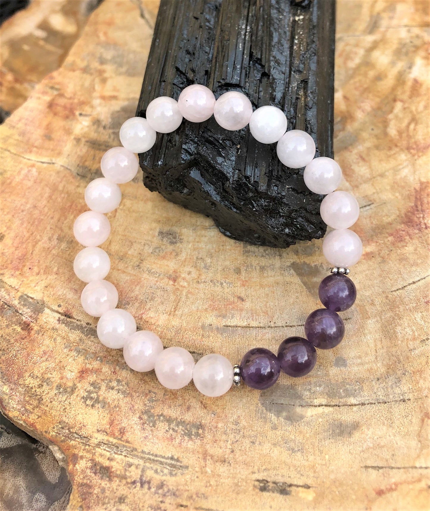 Rose Quartz & Amethyst Stretch Bracelet