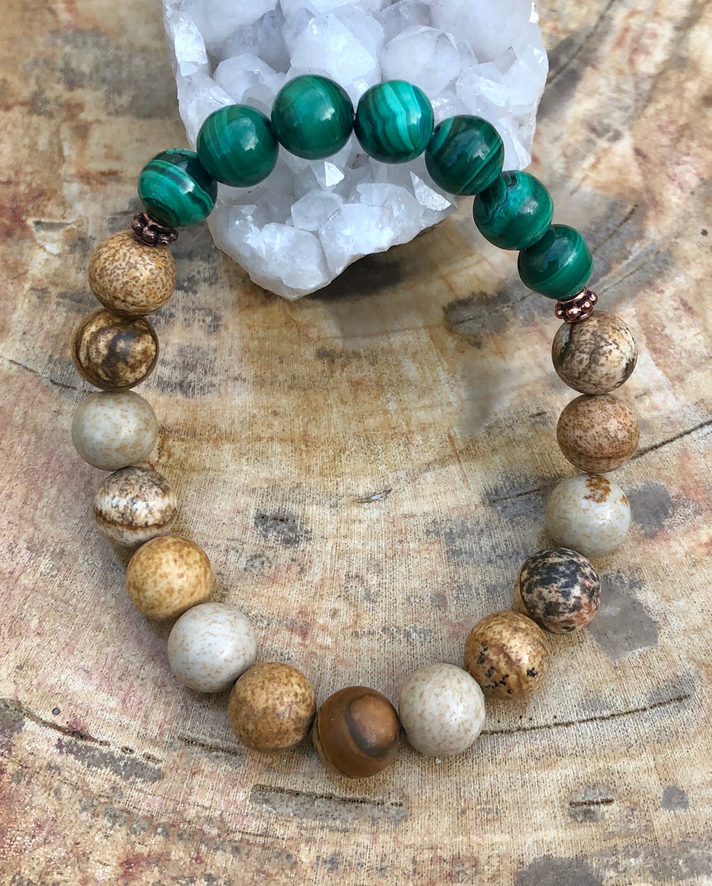 Malachite & Picture Jasper Stretch Bracelet