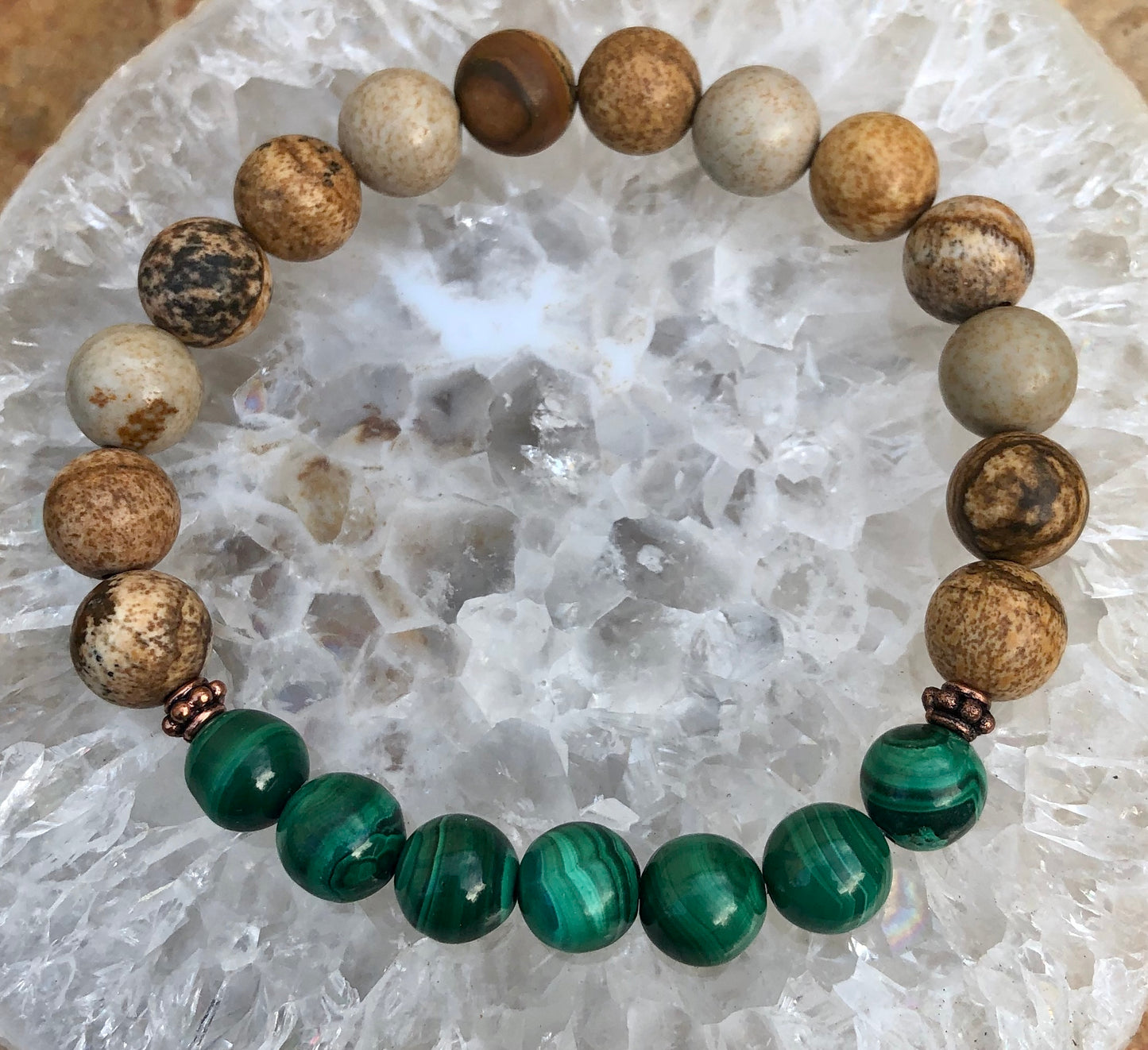 Malachite & Picture Jasper Stretch Bracelet